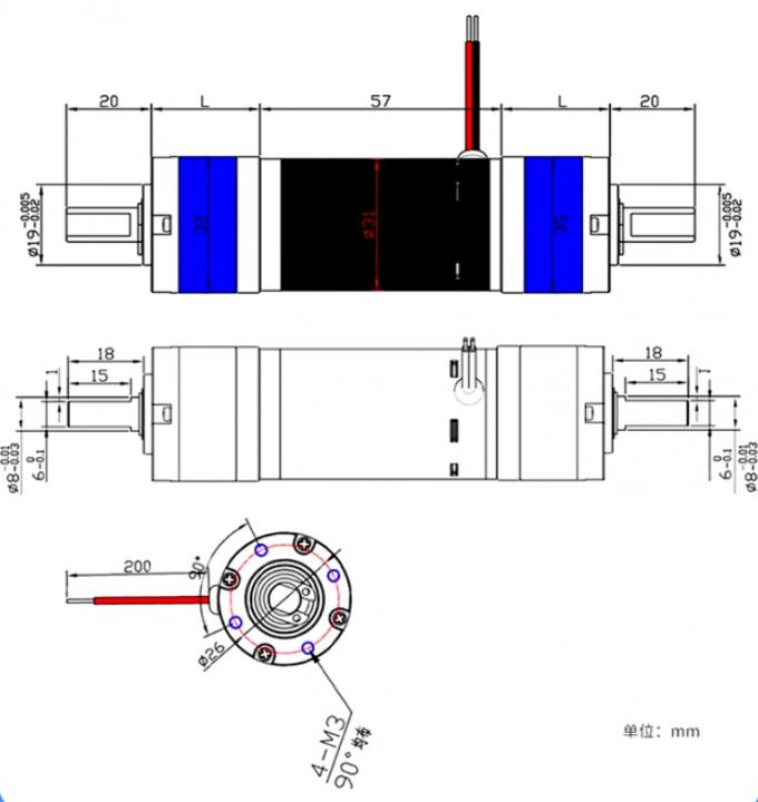 Motore di decelerazione micro DC a doppia estremità di 24 V con cambio planetario ad alta coppia PG32-31ZY-PG 0