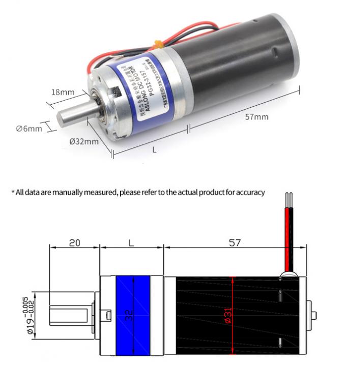 12V/24V PG32-3157 Micro motore di trasmissione planetaria spazzolato 24V DC 11