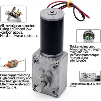 Motore di riduzione autobloccante A58-31ZY 12/24V 10-470RPM Coppia elevata Turbo Riduttore a vite senza fine Motore Dc Coppia elevata Ingranaggio a vite senza fine