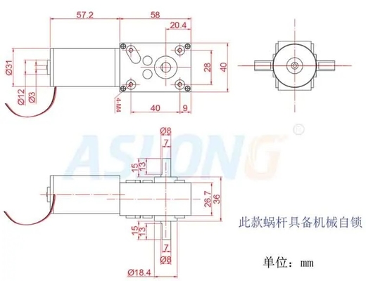 Motore di riduzione a doppio cuscinetto autobloccante A58SW31ZYS micro motore di ingranaggi a corrente continua a doppio asse 12v 24v motore di ingranaggi a versamento continuo